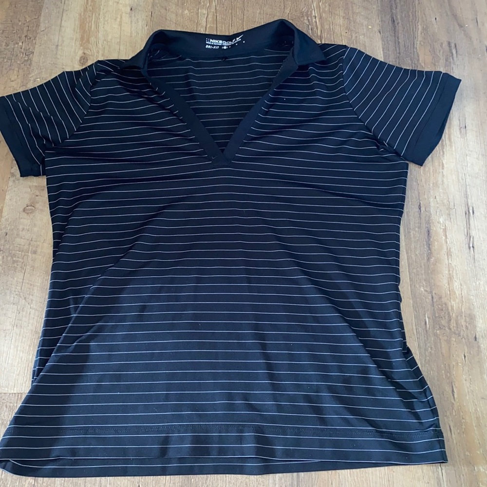 Nike Golf V Neck Pinstripe Stretch Polo, Dri-Fit